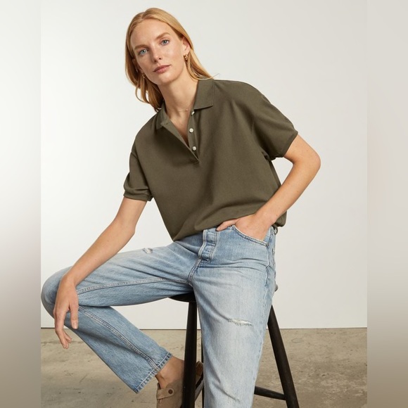 Everlane The Oversized Polo. Size XS. Color Beech. - Picture 2 of 12